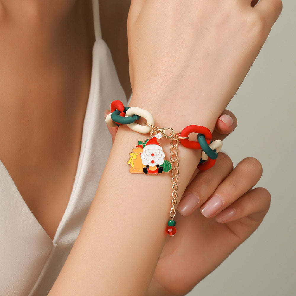 Creative Christmas Metal Chain Bracelet For Women Men Santa Claus Christmas Tree Snowflake Snowman Pearl Bangles New Year Gifts Creative Christmas Metal Chain Bracelet For Women Men Santa Claus Christmas Tree Snowflake Snowman Pearl Bangles New Year Gifts